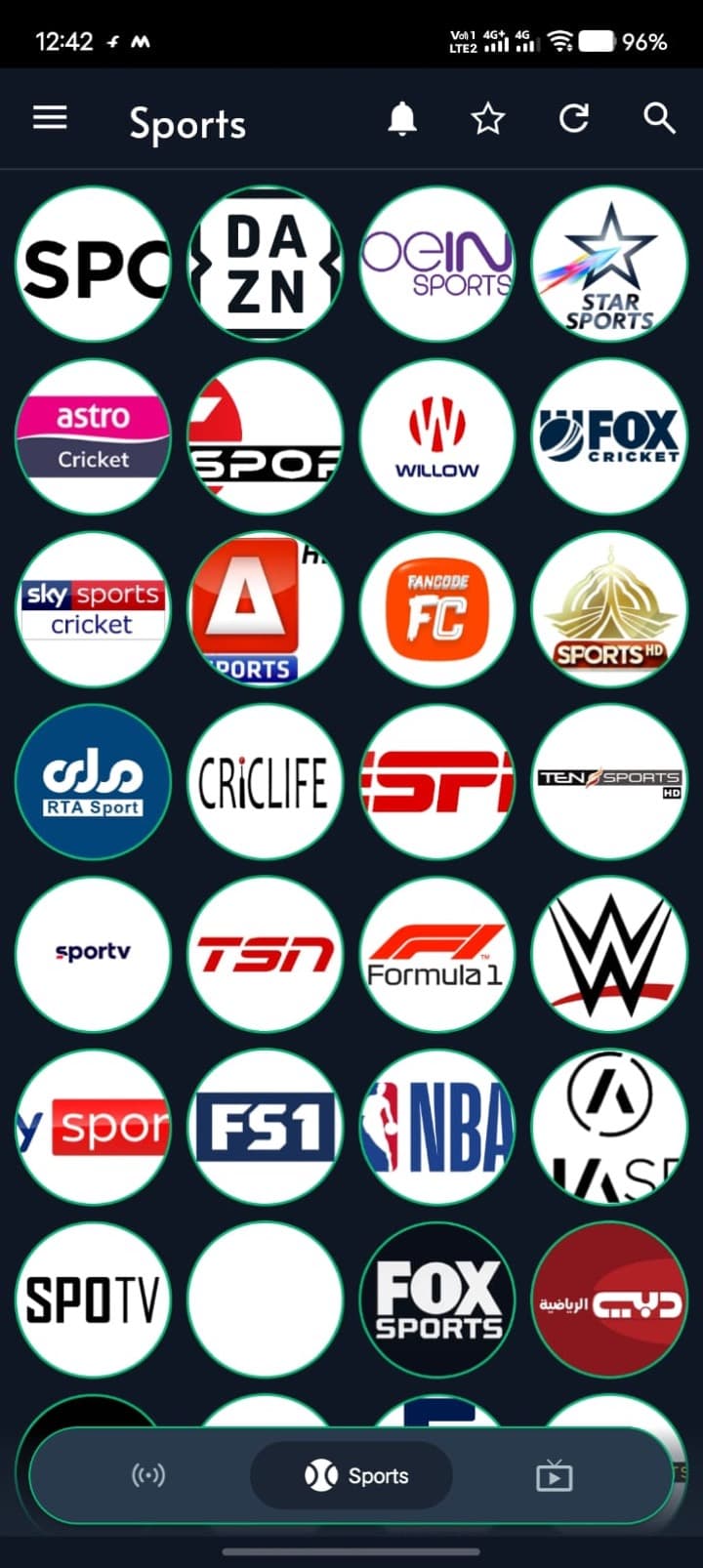Sports channels